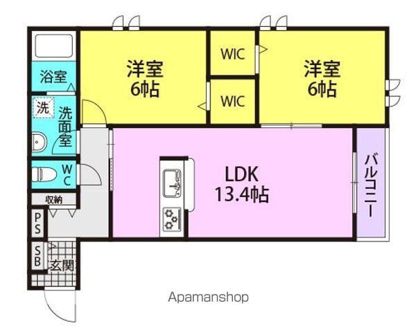 ヘーベルメゾン武庫北(2LDK/2階)の間取り写真