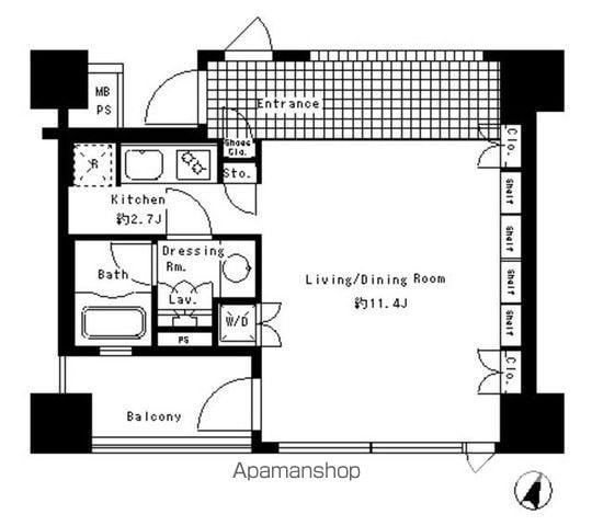 パークアクシス渋谷神南(1K/10階)の間取り写真