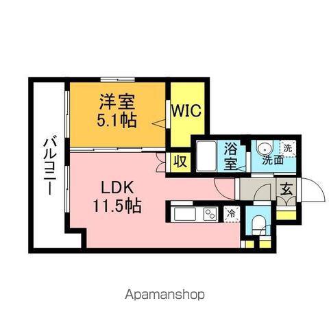 エストレイラ飯塚(1LDK/7階)の間取り写真