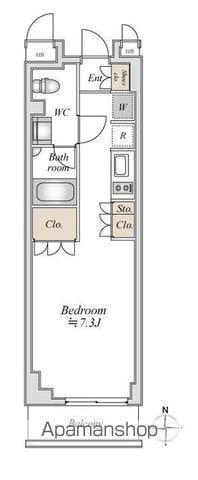 アパートメンツ綱島(ワンルーム/6階)の間取り写真
