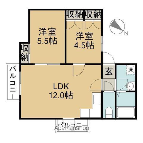 スカイハイツ T1(2LDK/4階)の間取り写真