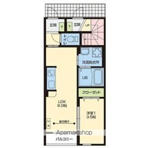 RS RESIDENCE2(1LDK/1階)の間取り写真