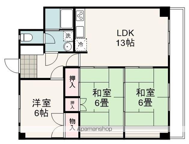 丸仲ビル(3LDK/5階)の間取り写真