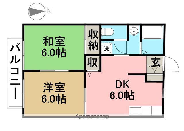 クレール須ヶ口(2DK/1階)の間取り写真