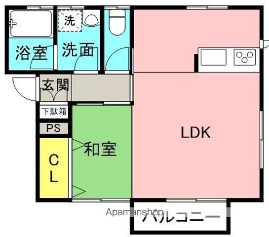 Mハウス那珂(1LDK/2階)の間取り写真