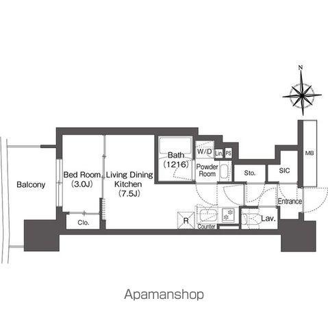 コンフォリア・リヴ本町ウエストQ(1DK/8階)の間取り写真