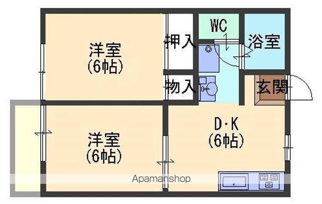 コーポハピネスB棟(2DK/1階)の間取り写真