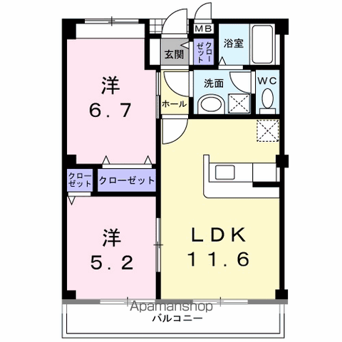 エポック西ノ須(2LDK/2階)の間取り写真