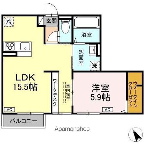 アルファコート(1LDK/2階)の間取り写真