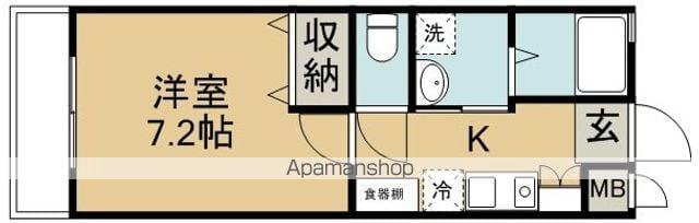 ボヌール若葉(1K/4階)の間取り写真