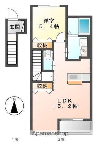 カレラB(1LDK/2階)の間取り写真