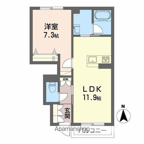 シャーメゾン駒止Ⅲ(1LDK/1階)の間取り写真