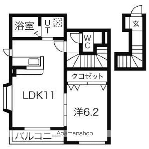 文水壱番館(1LDK/2階)の間取り写真