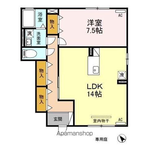 グリーントップ(1LDK/1階)の間取り写真