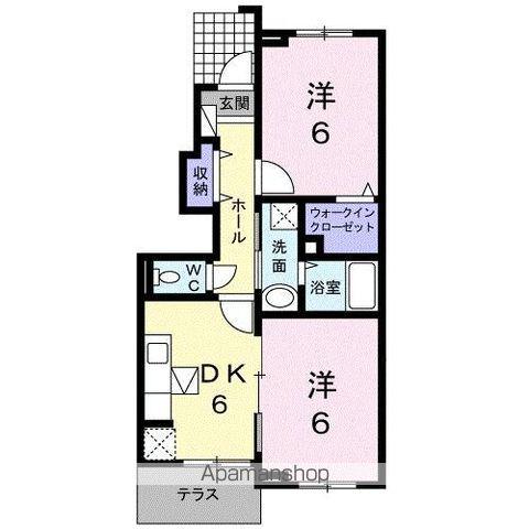 ジェルメ・メゾンⅠ(2DK/1階)の間取り写真