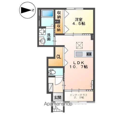 あま市新居屋大日アパート(1LDK/1階)の間取り写真