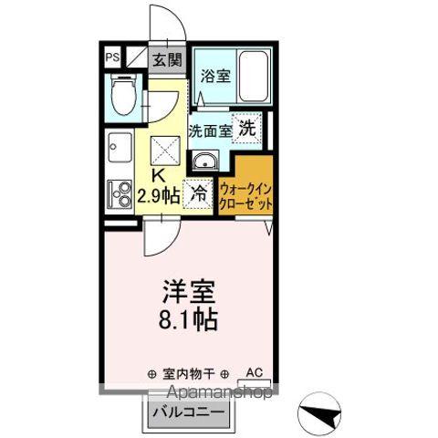 グラーティアⅡ(1K/1階)の間取り写真