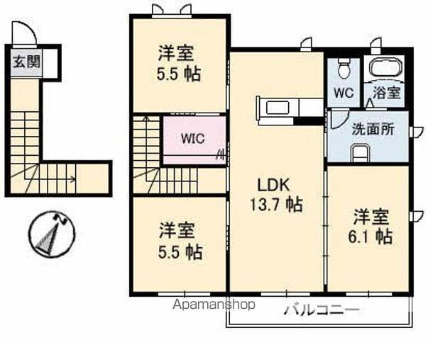 グレイスコート B棟(3LDK/2階)の間取り写真