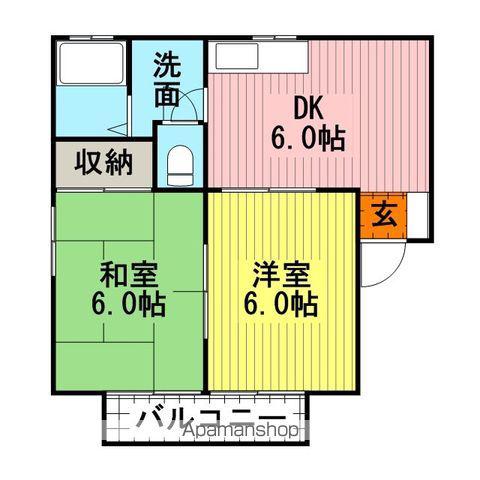 ボンヌールブランシェ(2DK/2階)の間取り写真