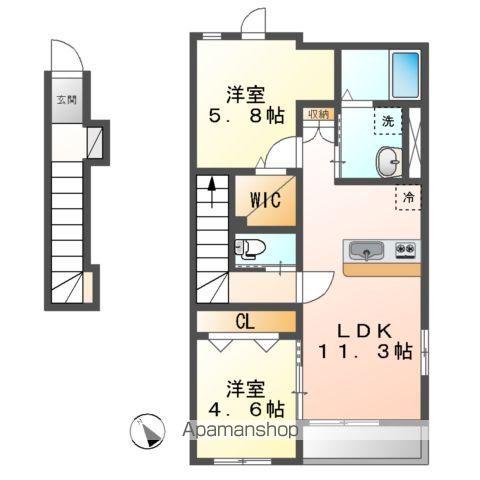 HERMANAⅥ(2LDK/2階)の間取り写真