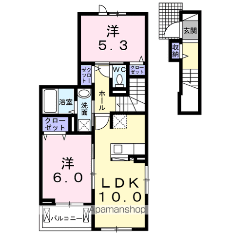 フォートクレジデンス(2LDK/2階)の間取り写真