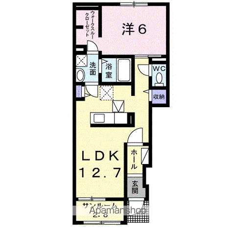 ファミーユ 川南(1LDK/1階)の間取り写真