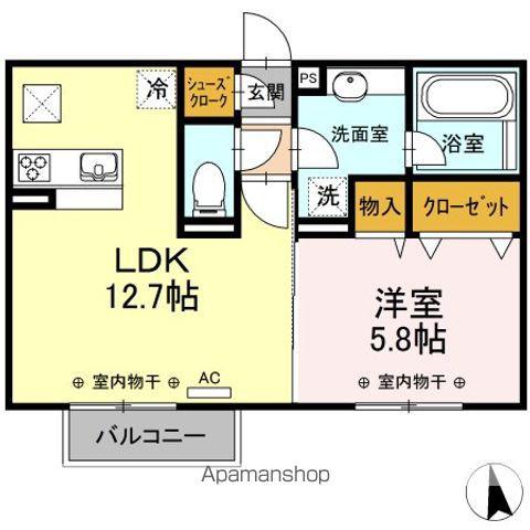 ハイコンプリートⅤ(1LDK/1階)の間取り写真