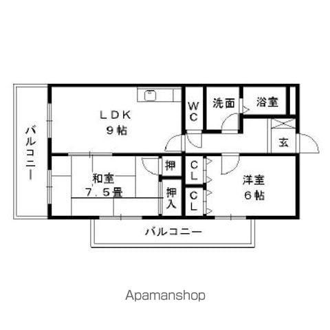 クレセント下大利(2LDK/2階)の間取り写真