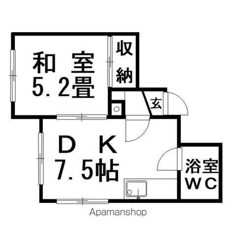 スカイハイツ(1DK/2階)の間取り写真