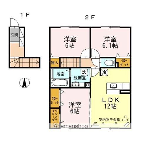 フィオーレB棟(3LDK/2階)の間取り写真