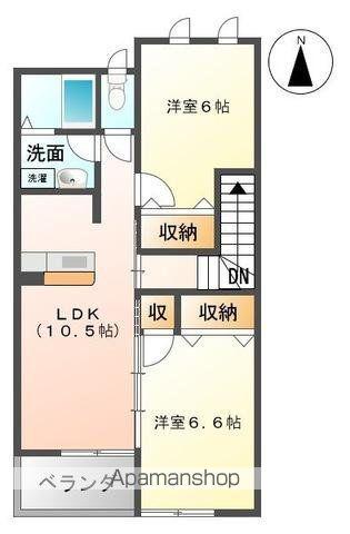 美和 Ⅱ(2LDK/2階)の間取り写真