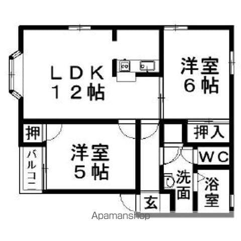 ハイツサンリオ鳥屋野(2LDK/1階)の間取り写真