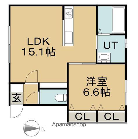 イリスⅠE(1LDK/1階)の間取り写真