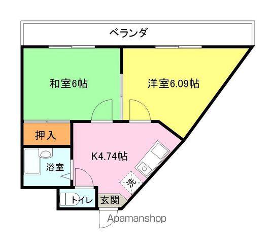 ウエストビレッジ(2DK/6階)の間取り写真