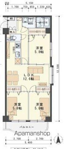エクセレント岩沼(3LDK/5階)の間取り写真