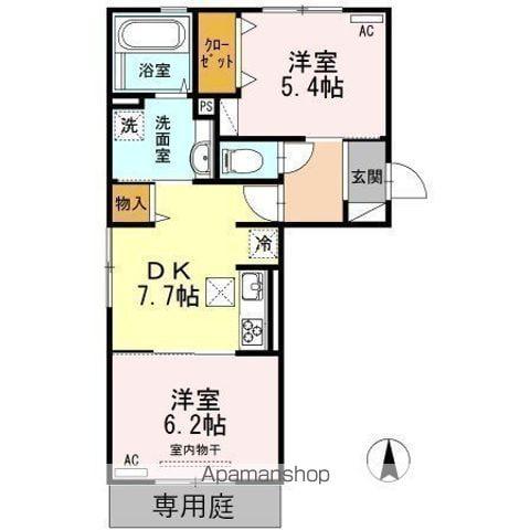 エグランティーヌ(2DK/1階)の間取り写真