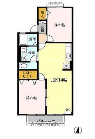 ニュースターズA(2LDK/2階)の間取り写真