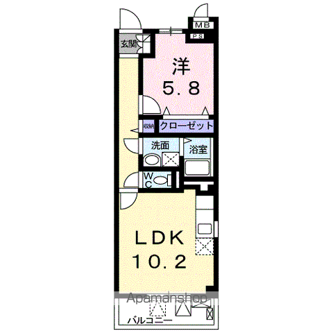 アーイラみなみ(1LDK/2階)の間取り写真
