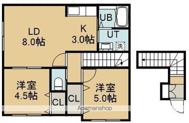 MARBLE(2LDK/2階)の間取り写真