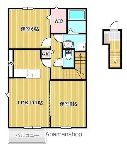 アクア勅使Ⅰ(2LDK/2階)の間取り写真