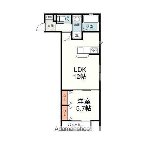 CREST鷹匠(1LDK/2階)の間取り写真