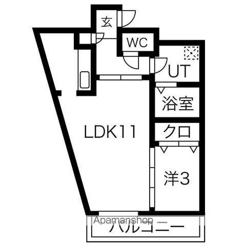 ポラリス北山(1LDK/2階)の間取り写真