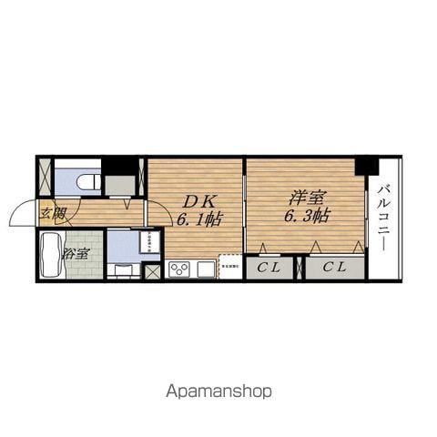 フレール江坂RESIDENTIAL(1DK/10階)の間取り写真