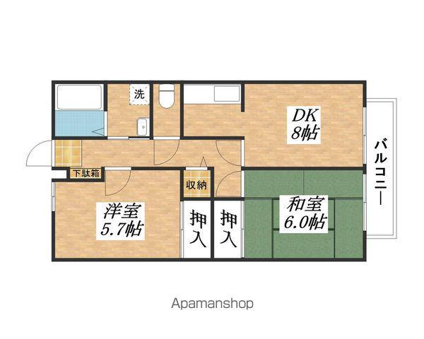 ポピュレール(2DK/1階)の間取り写真