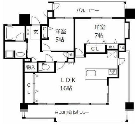 エイルマンション博多駅(2LDK/5階)の間取り写真