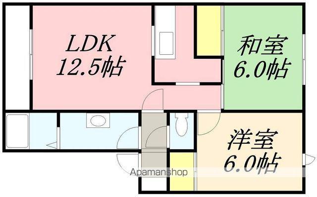 メゾンドゥアヴェニューB(2LDK/2階)の間取り写真