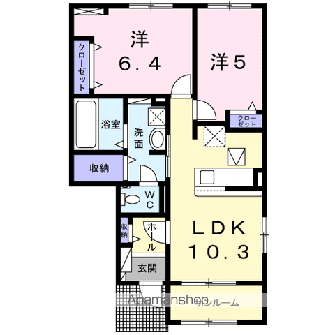 アマービリスⅡ(2LDK/1階)の間取り写真