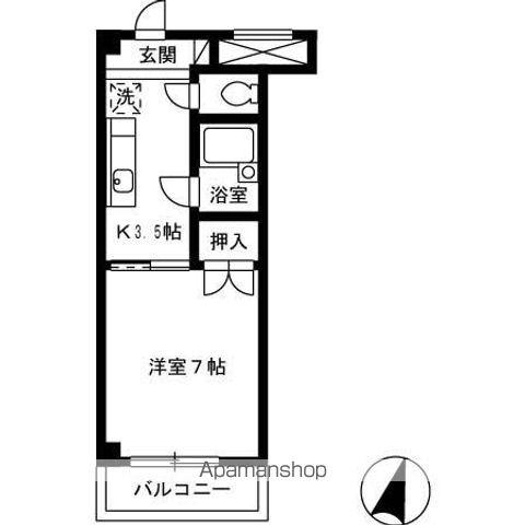 ドミール末広(1K/3階)の間取り写真