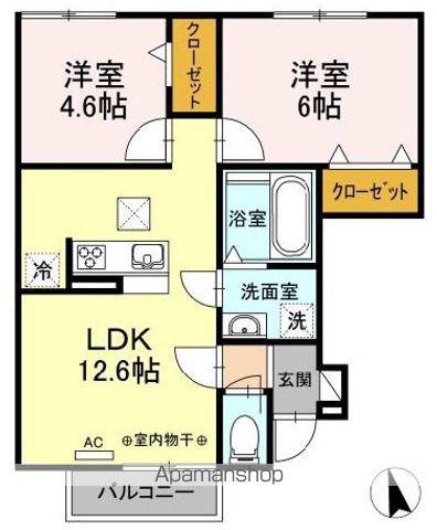 ヴィラ プリュネ(2LDK/1階)の間取り写真