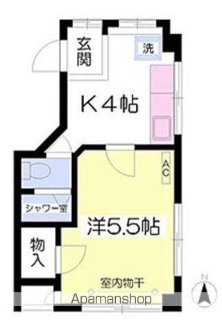 クロノス元住吉(1K/2階)の間取り写真
